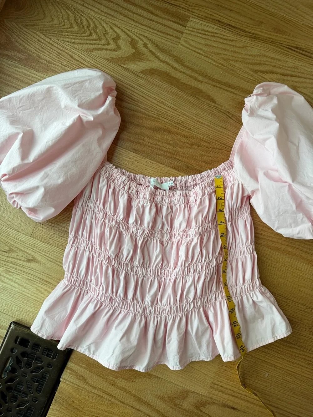 ASTR The Label Pink Puff Sleeve Smocked Peplum Top XL